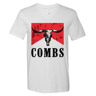 Vintage Bull Skull Western V-Neck T-Shirt