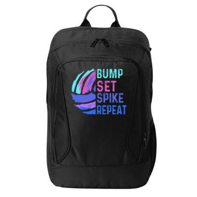 Volleyball Bump Set Spike Repeat Blue Purple Teen City Backpack