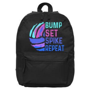 Volleyball Bump Set Spike Repeat Blue Purple Teen 16 in Basic Backpack