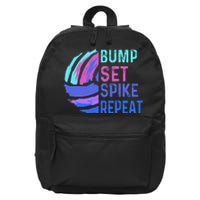 Volleyball Bump Set Spike Repeat Blue Purple Teen 16 in Basic Backpack