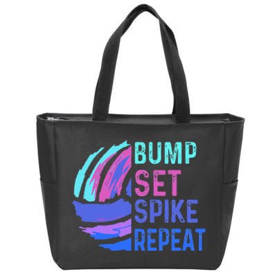 Volleyball Bump Set Spike Repeat Blue Purple Teen Zip Tote Bag