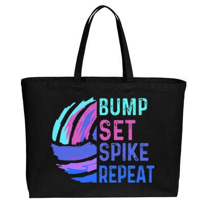 Volleyball Bump Set Spike Repeat Blue Purple Teen Cotton Canvas Jumbo Tote