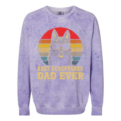 Vintage Best Schipperke Dad Ever Dog Lovers Gift Colorblast Crewneck Sweatshirt