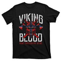 Viking Blood Skull Norwegian Flag Pride Norway T-Shirt