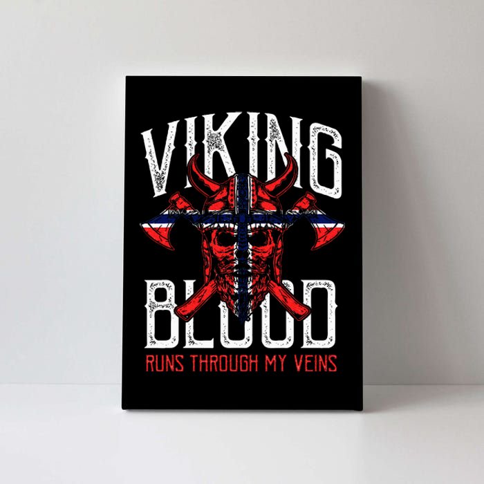 Viking Blood Skull Norwegian Flag Pride Norway Canvas