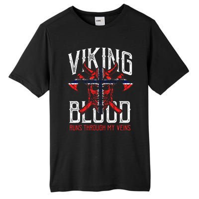 Viking Blood Skull Norwegian Flag Pride Norway Tall Fusion ChromaSoft Performance T-Shirt