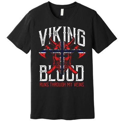 Viking Blood Skull Norwegian Flag Pride Norway Premium T-Shirt