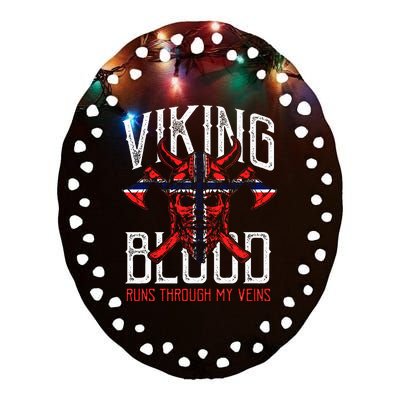 Viking Blood Skull Norwegian Flag Pride Norway Ceramic Oval Ornament