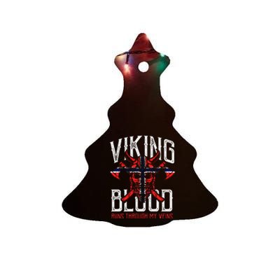 Viking Blood Skull Norwegian Flag Pride Norway Ceramic Tree Ornament