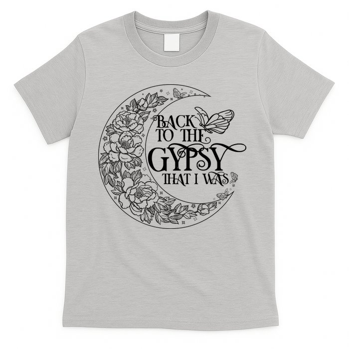 Vintage Back To The Gypsy That I Was Floral Moon T-Shirt