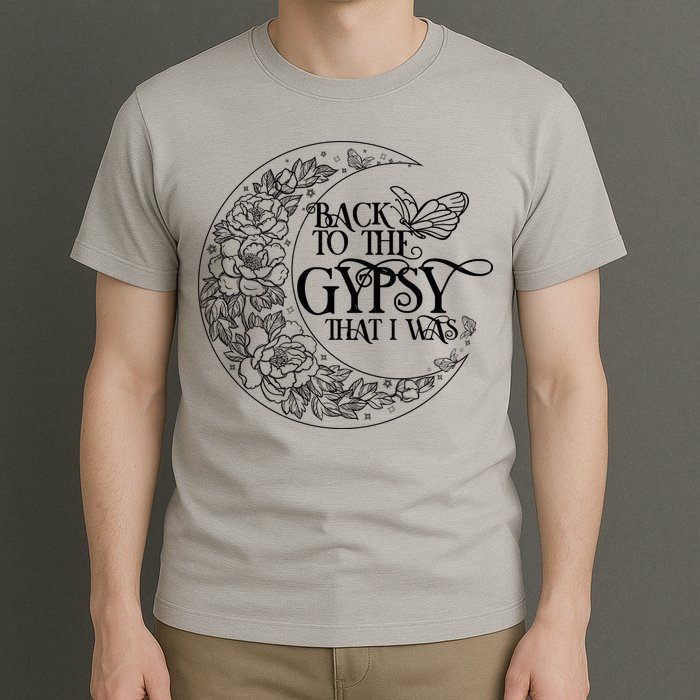 Vintage Back To The Gypsy That I Was Floral Moon T-Shirt