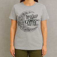 Vintage Back To The Gypsy That I Was Floral Moon T-Shirt