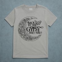 Vintage Back To The Gypsy That I Was Floral Moon T-Shirt