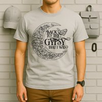 Vintage Back To The Gypsy That I Was Floral Moon T-Shirt