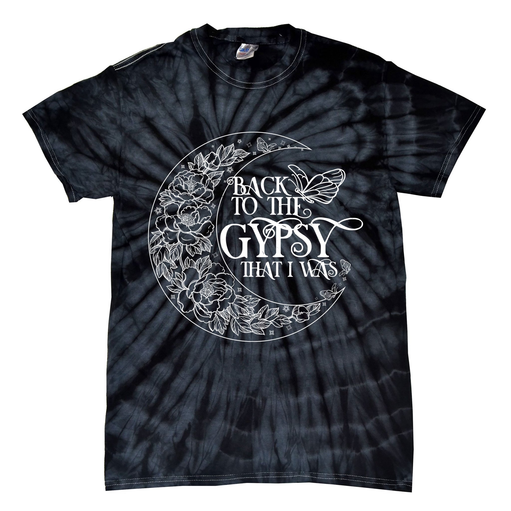 Vintage Back To The Gypsy That I Was Floral Moon Tie-Dye T-Shirt