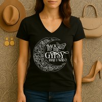 Vintage Back To The Gypsy That I Was Floral Moon Women's V-Neck T-Shirt