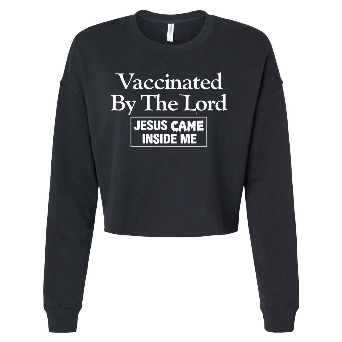 Vaccinated By The Lord Jesus Came Inside Me Cropped Pullover Crew