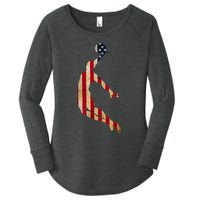 Vintage Basketball Team Player Sport Fan US Flag Women's Perfect Tri Tunic Long Sleeve Shirt