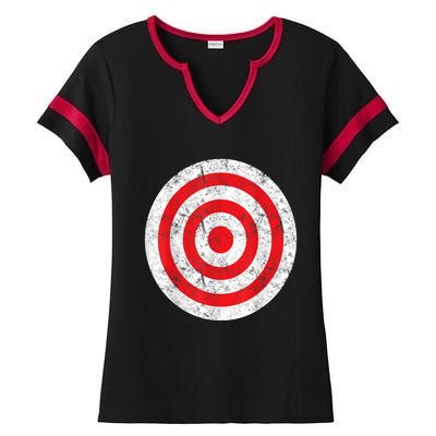 Vintage Bullseye Target Bulls Eye Funny Joke Ladies Halftime Notch Neck Tee