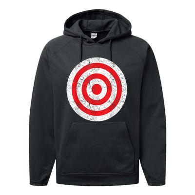 Vintage Bullseye Target Bulls Eye Funny Joke Performance Fleece Hoodie