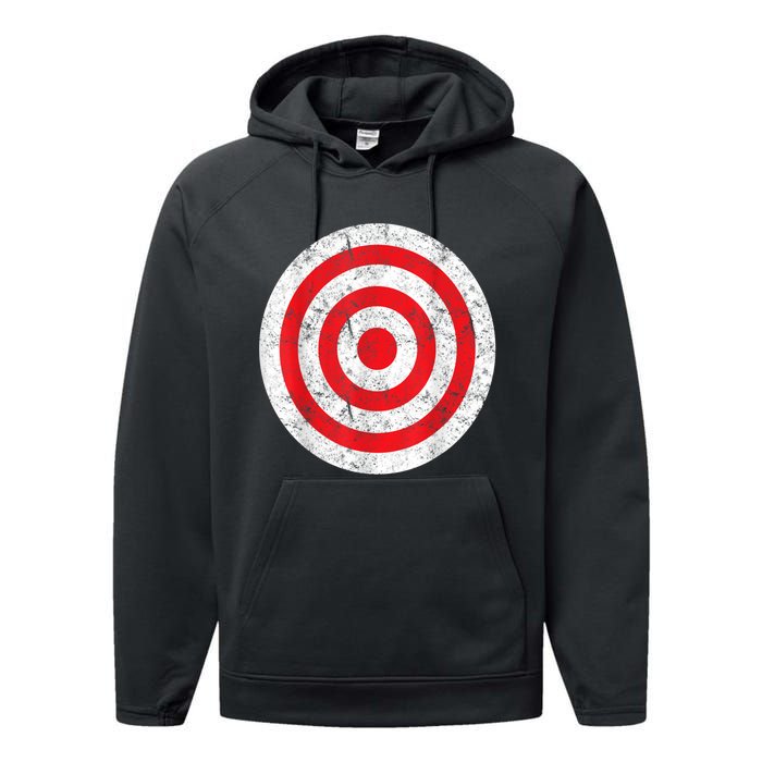 Vintage Bullseye Target Bulls Eye Funny Joke Performance Fleece Hoodie