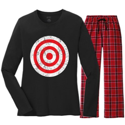 Vintage Bullseye Target Bulls Eye Funny Joke Women's Long Sleeve Flannel Pajama Set 