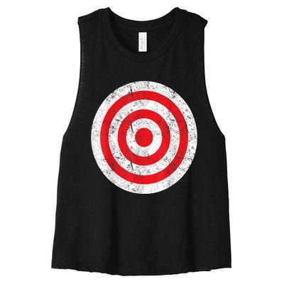 Vintage Bullseye Target Bulls Eye Funny Joke Women's Racerback Cropped Tank