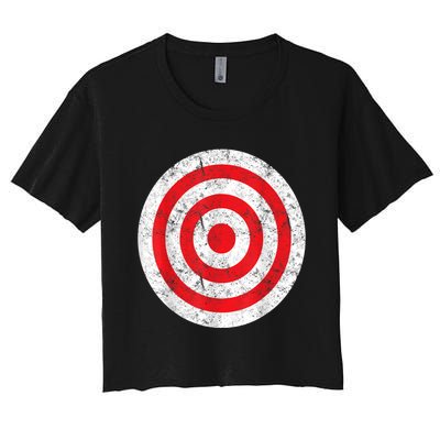 Vintage Bullseye Target Bulls Eye Funny Joke Women's Crop Top Tee