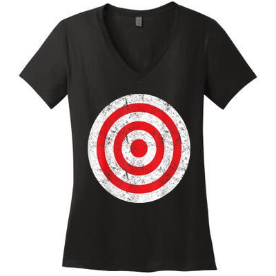 Vintage Bullseye Target Bulls Eye Funny Joke Women's V-Neck T-Shirt