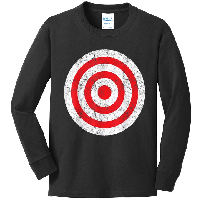 Vintage Bullseye Target Bulls Eye Funny Joke Kids Long Sleeve Shirt