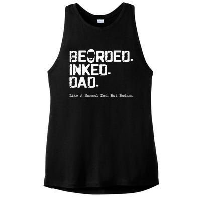 Vintage Bearded Tattoo Lover Inked Dad Ladies PosiCharge Tri-Blend Wicking Tank