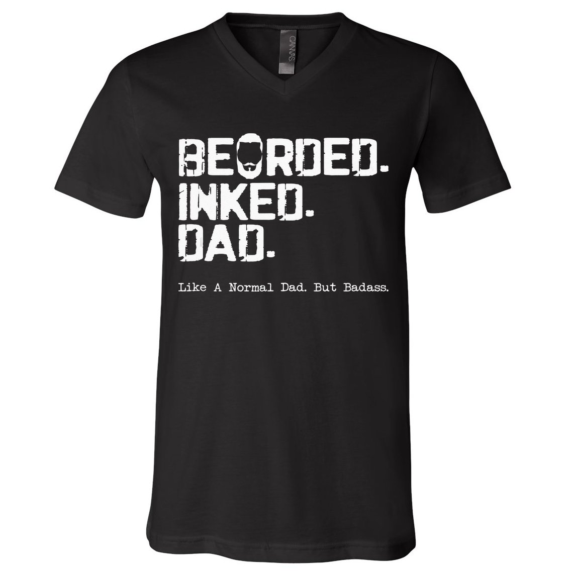 Vintage Bearded Tattoo Lover Inked Dad V-Neck T-Shirt