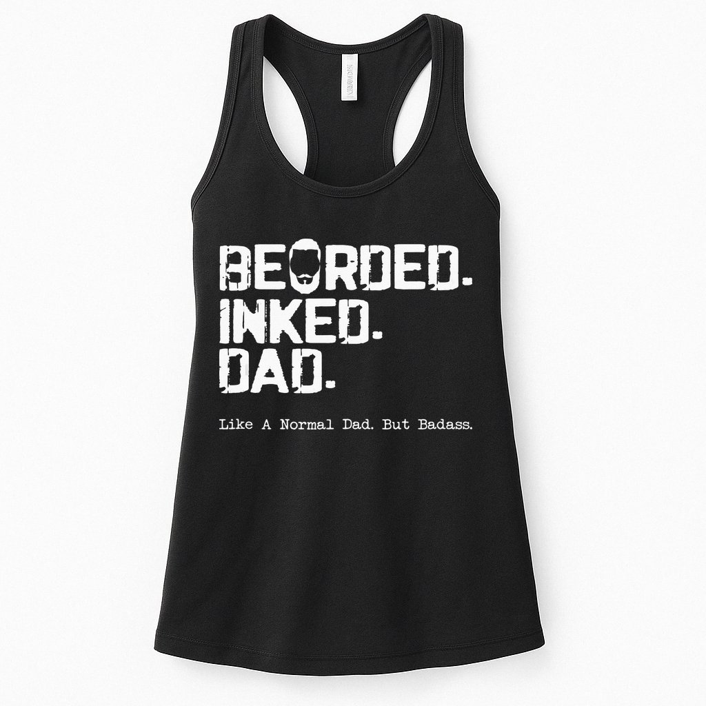 Vintage Bearded Tattoo Lover Inked Dad Womens Tank Top