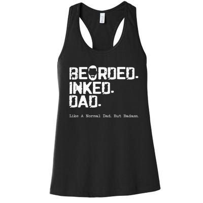 Vintage Bearded Tattoo Lover Inked Dad Women's Racerback Tank