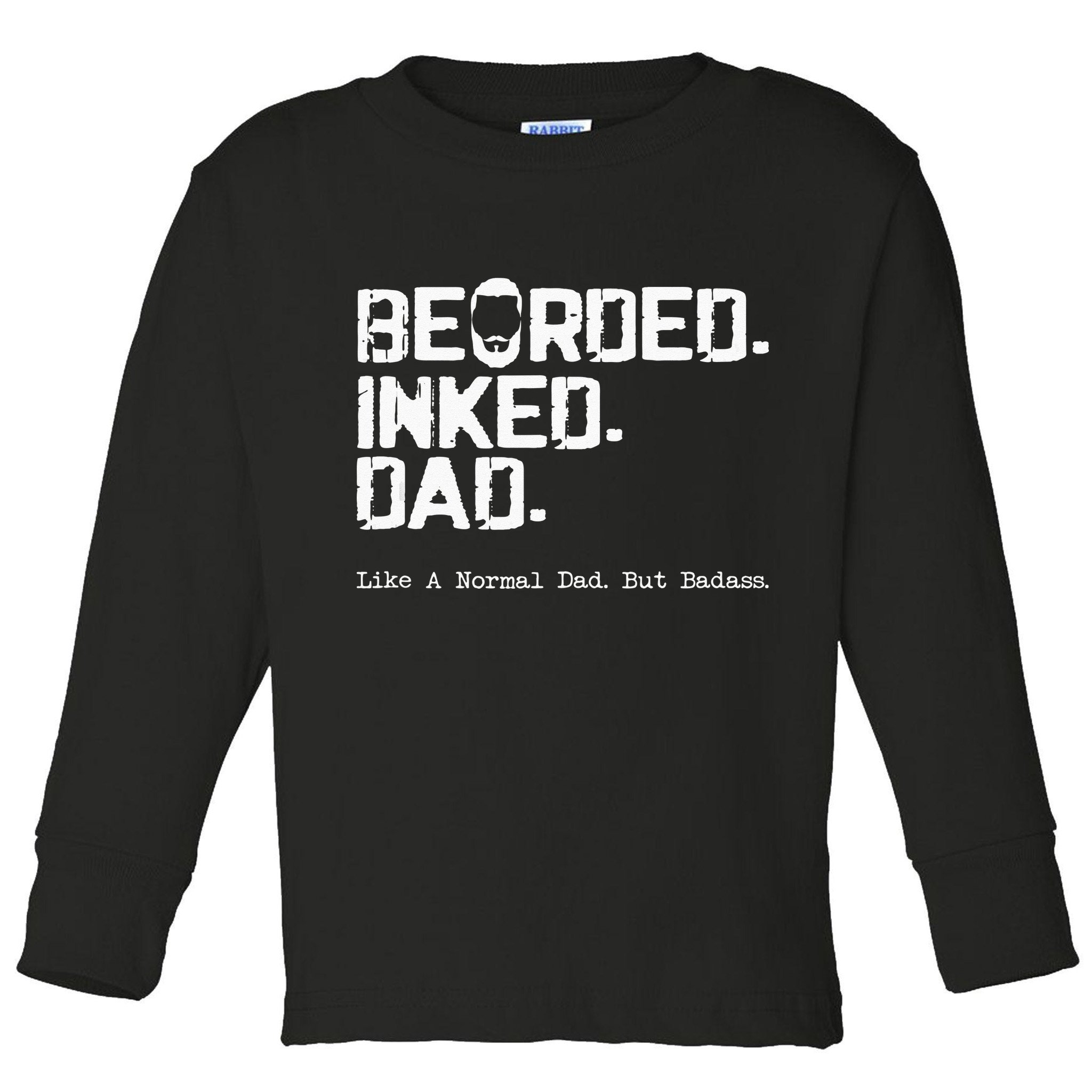 Vintage Bearded Tattoo Lover Inked Dad Toddler Long Sleeve Shirt