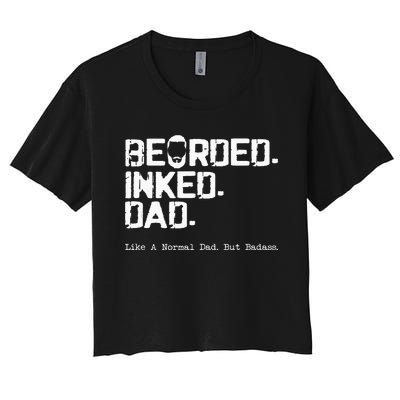 Vintage Bearded Tattoo Lover Inked Dad Women's Crop Top Tee