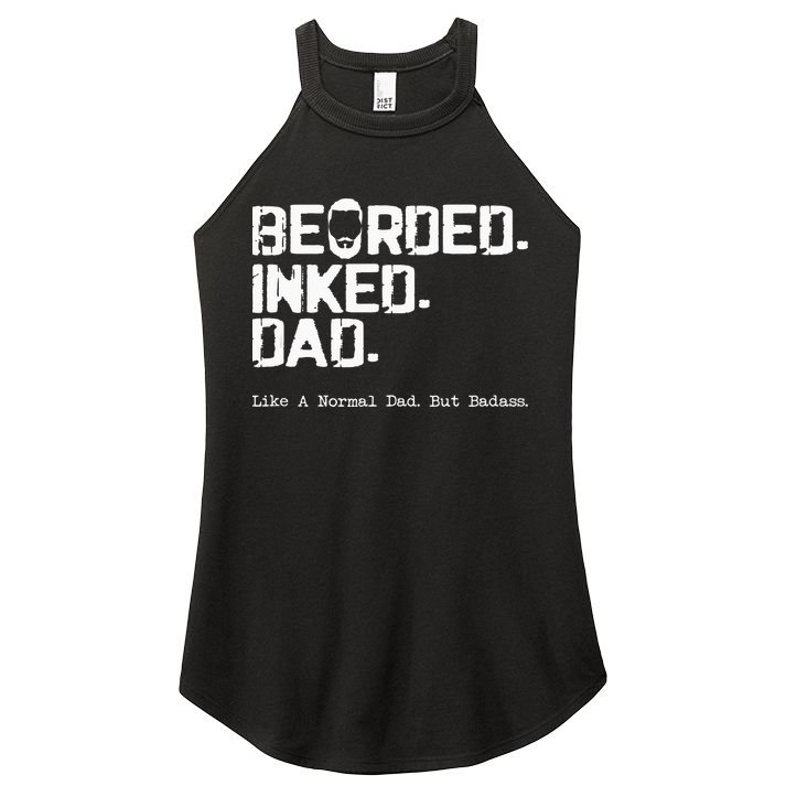Vintage Bearded Tattoo Lover Inked Dad Women's Perfect Tri Rocker Tank