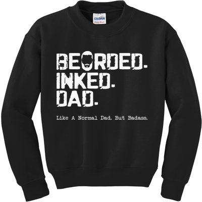 Vintage Bearded Tattoo Lover Inked Dad Kids Sweatshirt