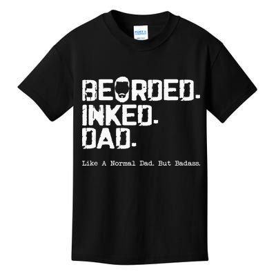 Vintage Bearded Tattoo Lover Inked Dad Kids T-Shirt