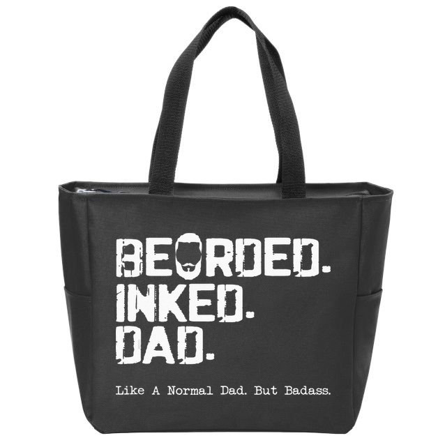 Vintage Bearded Tattoo Lover Inked Dad Zip Tote Bag