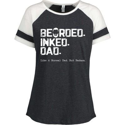 Vintage Bearded Tattoo Lover Inked Dad Enza Ladies Jersey Colorblock Tee