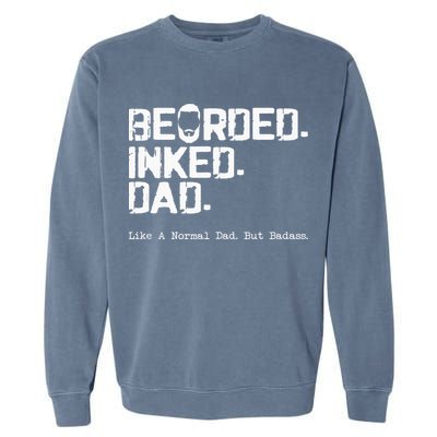 Vintage Bearded Tattoo Lover Inked Dad Garment-Dyed Sweatshirt