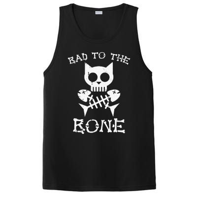 Vintage Bad To The Bone Cat Skull Fish Bone PosiCharge Competitor Tank