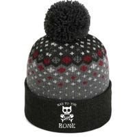 Vintage Bad To The Bone Cat Skull Fish Bone The Baniff Cuffed Pom Beanie