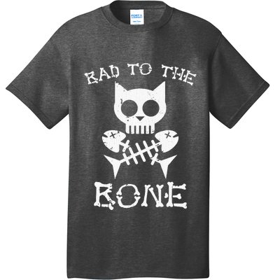 Vintage Bad To The Bone Cat Skull Fish Bone T-Shirt