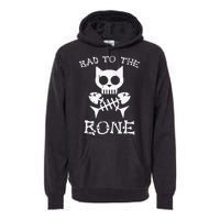 Vintage Bad To The Bone Cat Skull Fish Bone Premium Hoodie