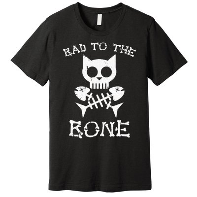 Vintage Bad To The Bone Cat Skull Fish Bone Premium T-Shirt