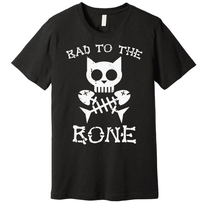 Vintage Bad To The Bone Cat Skull Fish Bone Premium T-Shirt