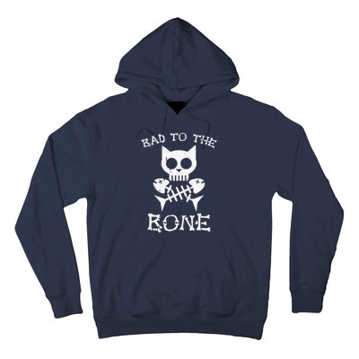 Vintage Bad To The Bone Cat Skull Fish Bone Hoodie