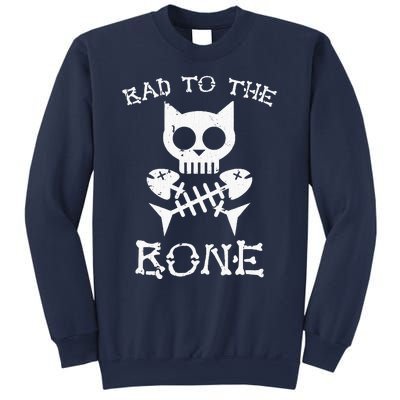 Vintage Bad To The Bone Cat Skull Fish Bone Sweatshirt